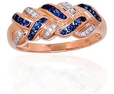 Diamond Sky Jewelry Auksinis žiedas su deimantais ir safyrais „Aukso Raštas XIII“