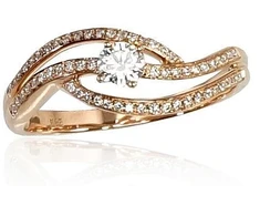 Diamond Sky Jewelry Auksinis žiedas su deimantais „Auksinė Banga VI“