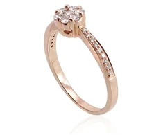 Diamond Sky Jewelry Auksinis žiedas su deimantais „Deimantų Gėlė III“