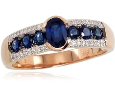 Diamond Sky Jewelry Auksinis žiedas su deimantais ir safyrais „Eternity“