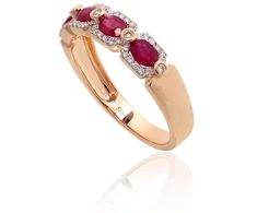 Diamond Sky Jewelry Auksinis žiedas su deimantais ir rubinais „Crimson Bloom“