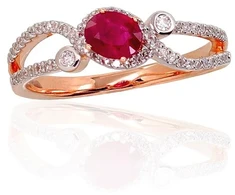 Diamond Sky Jewelry Auksinis žiedas su deimantais ir rubinais „Je t'aime II“