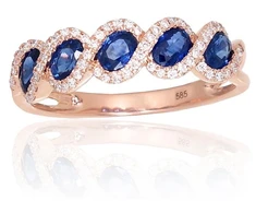 Diamond Sky Jewelry Auksinis žiedas su deimantais ir safyrais „Atėnė II“
