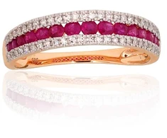 Diamond Sky Jewelry Auksinis žiedas su deimantais ir rubinais „Kamelija XI“
