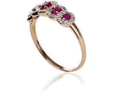 Diamond Sky Jewelry Auksinis žiedas su deimantais ir rubinais „Jenny II“