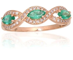 Diamond Sky Jewelry Auksinis žiedas su deimantais ir smaragdais „Atėnė X“