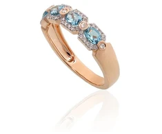 Diamond Sky Jewelry Auksinis žiedas su deimantais ir topazais „Žydra Karūna“