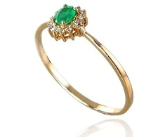 Diamond Sky Jewelry Auksinis žiedas su deimantais ir smaragdais „Ferro VIII“