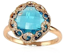 Diamond Sky Jewelry Auksinis žiedas su deimantais ir topazais „Henry II“