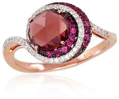 Diamond Sky Jewelry Auksinis žiedas su deimantais, rubinais ir granatais „Constellation III“