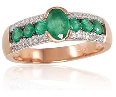Diamond Sky Jewelry Auksinis žiedas su deimantais ir smaragdais „Eternity II“