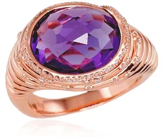 Diamond Sky Jewelry Auksinis žiedas su deimantais ir ametistais „Lourdes“