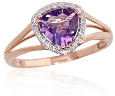 Diamond Sky Jewelry Auksinis žiedas su deimantais ir ametistais „Princess III“