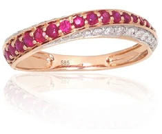 Diamond Sky Jewelry Auksinis žiedas su deimantais ir rubinais „Roxana IV“