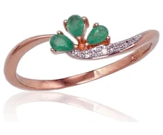 Diamond Sky Jewelry Auksinis žiedas su deimantais ir smaragdais „Imperatoriaus Karūna V“