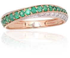 Diamond Sky Jewelry Auksinis žiedas su deimantais ir smaragdais „Roxana III“