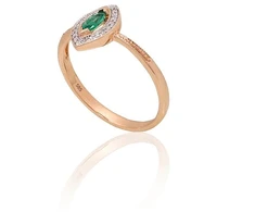 Diamond Sky Jewelry Auksinis žiedas su deimantais ir smaragdais „Aleksandrija III“