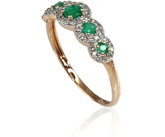 Diamond Sky Jewelry Auksinis žiedas su deimantais ir smaragdais „Jenny VIII“
