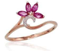 Diamond Sky Jewelry Auksinis žiedas su deimantais ir rubinais „Crystallite V“