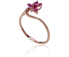 Diamond Sky Jewelry Auksinis žiedas su deimantais ir rubinais „Crystallite V“