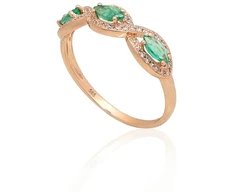 Diamond Sky Jewelry Auksinis žiedas su deimantais ir smaragdais „Atėnė X“