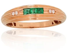 Diamond Sky Jewelry Auksinis žiedas su deimantais ir smaragdais „Odette III“