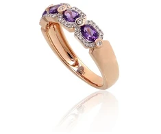 Diamond Sky Jewelry Auksinis žiedas su deimantais ir ametistais „Žvaigždžių Karūna“