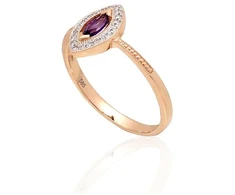 Diamond Sky Jewelry Auksinis žiedas su deimantais ir ametistais „Aleksandrija II“