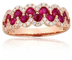 Diamond Sky Jewelry Auksinis žiedas su deimantais ir rubinais „Aukso Raštas XV“