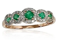 Diamond Sky Jewelry Auksinis žiedas su deimantais ir smaragdais „Jenny VIII“