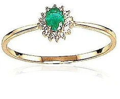 Diamond Sky Jewelry Auksinis žiedas su deimantais ir smaragdais „Ferro VIII“