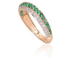 Diamond Sky Jewelry Auksinis žiedas su deimantais ir smaragdais „Roxana III“