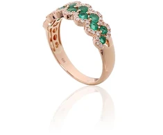 Diamond Sky Jewelry Auksinis žiedas su deimantais ir smaragdais „Aukso Raštas XIV“