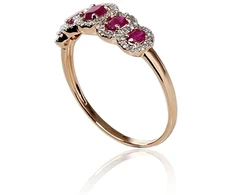 Diamond Sky Jewelry Auksinis žiedas su deimantais ir rubinais „Jenny II“