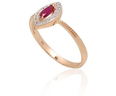 Diamond Sky Jewelry Auksinis žiedas su deimantais ir rubinais „Aleksandrija“