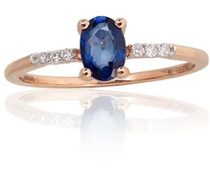 Diamond Sky Jewelry Auksinis žiedas su deimantais ir safyrais „Grakštumas XIV“