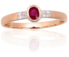 Diamond Sky Jewelry Auksinis žiedas su deimantais ir rubinais „Grakštumas XI“