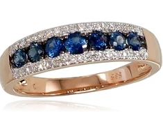 Diamond Sky Jewelry Auksinis žiedas su deimantais ir safyrais „Kamelija IV“