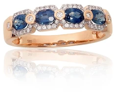 Diamond Sky Jewelry Auksinis žiedas su deimantais ir safyrais „Safyrų Gracija“