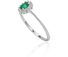 Diamond Sky Jewelry Auksinis žiedas su deimantais ir smaragdais „Ferro II“