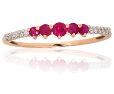 Diamond Sky Jewelry Auksinis žiedas su deimantais ir rubinais „Damaris II“