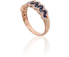 Diamond Sky Jewelry Auksinis žiedas su deimantais ir safyrais „Aukso Raštas XVI“