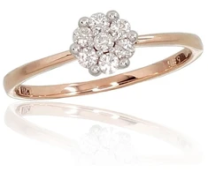 Diamond Sky Jewelry Auksinis žiedas su deimantais „Deimantų Gėlė II“