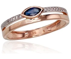Diamond Sky Jewelry Auksinis žiedas su deimantais ir safyrais „Dangaus Dovana V“