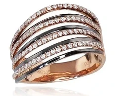 Diamond Sky Jewelry Auksinis žiedas su deimantais „Aukso Raštas“