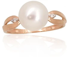 Diamond Sky Jewelry Auksinis žiedas su deimantais ir perlais „Galos“