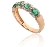 Diamond Sky Jewelry Auksinis žiedas su deimantais ir smaragdais „Smaragdo Gralis“