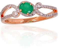 Diamond Sky Jewelry Auksinis žiedas su deimantais ir smaragdais „Je t'aime“