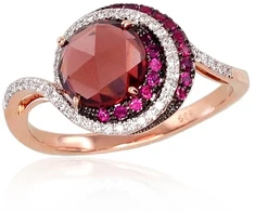 Diamond Sky Jewelry Auksinis žiedas su deimantais, rubinais ir granatais „Constellation III“