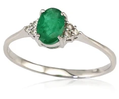 Diamond Sky Jewelry Auksinis žiedas su deimantais ir smaragdais „Grakštumas III“